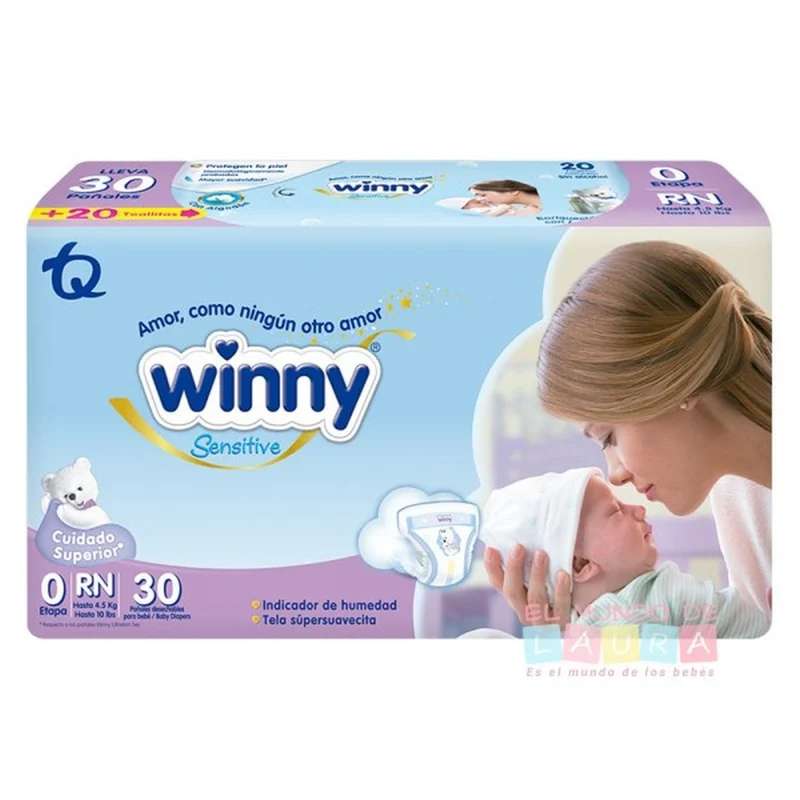 Pañales Winny Sensitive etapa 0 x 30 Unds