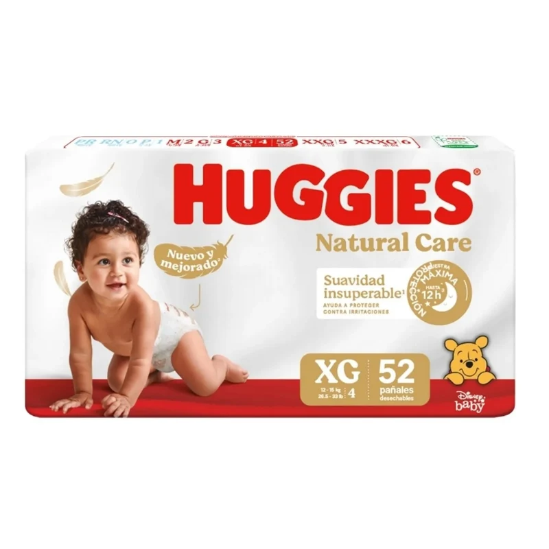 Pañales Huggies Natural Care Etapa 4/XG x 52 Unds