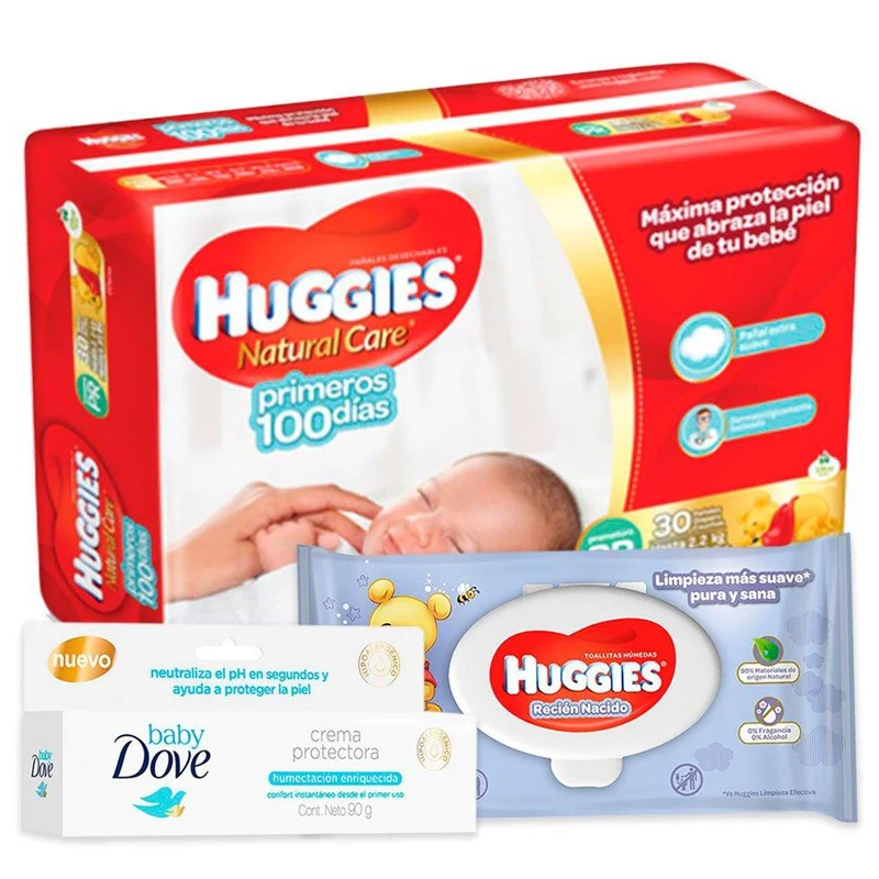 combo dove baby crema protectora humectacion enriquecida 90g prematuro 60 panales huggies natural care primeros 100 dias unisex toallitas humedas 80 huggies recien nacido unisex
