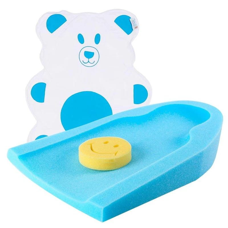 combo cambiador grande oso azul banera bebe inclinada anti reflujo azul