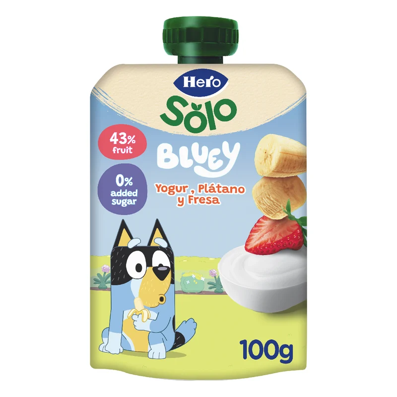 Bolsita Pouch Yogur, Plátano y Fresa Hero 100g