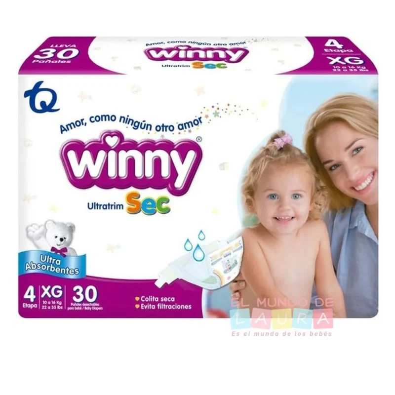Pañales Winny Ultratrim sec etapa 4/XG x 30 Unds