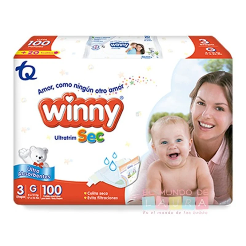 Pañales Winny Ultratrim sec etapa 3/G x 100 Unds