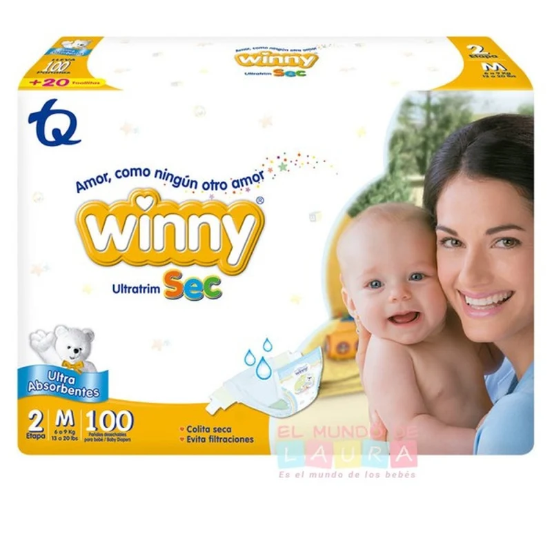 Pañales Winny Ultratrim sec etapa 2/M x 100 Unds