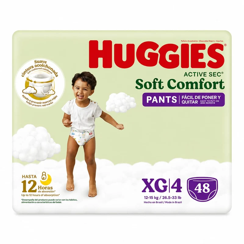 Pañales Huggies Active Sec Soft Comfort Pants Talla XG – 48 unidades