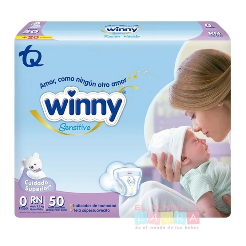 Pañales Winny Sensitive etapa 0 x 50 Unds