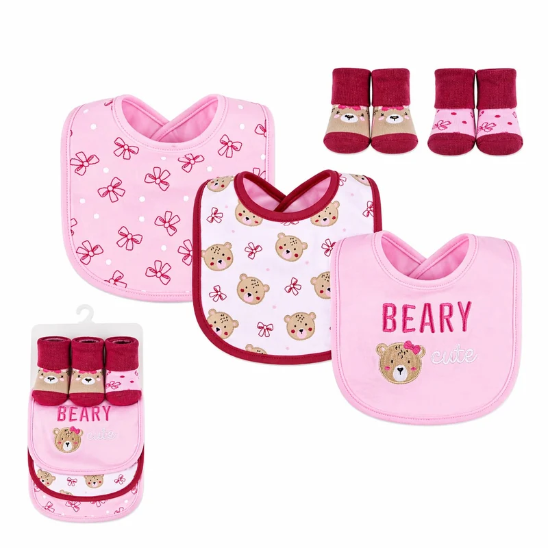 Set de Baberos para Bebé + Medias – 5 piezas