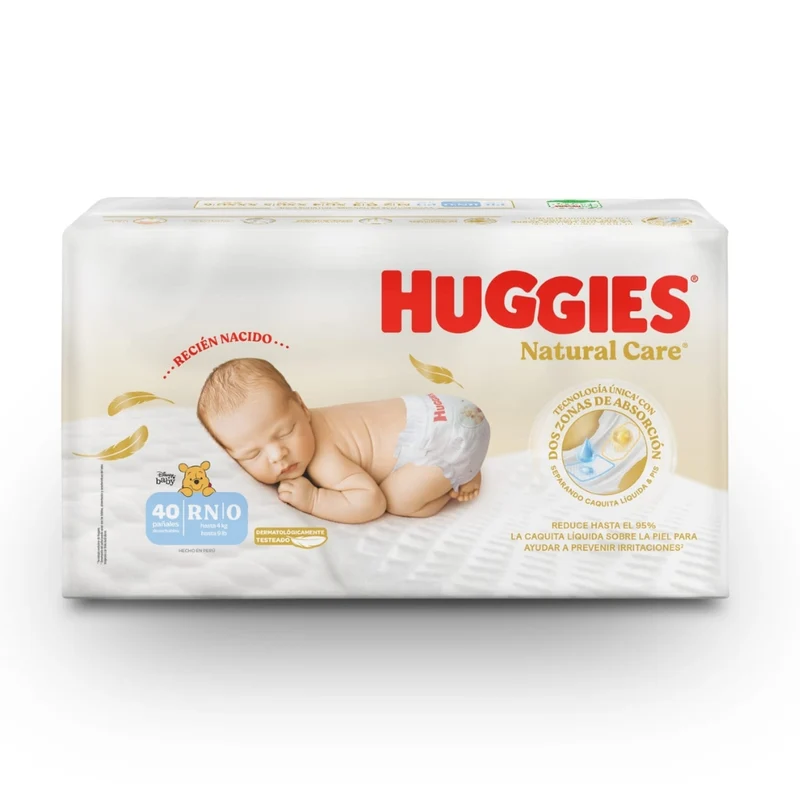Pañales Huggies Natural Care Etapa 0/RN x 40 Unds