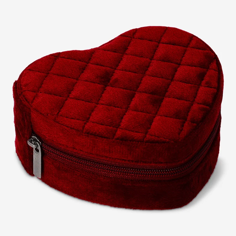 Quilted heart jewellery box - 9x10 cm