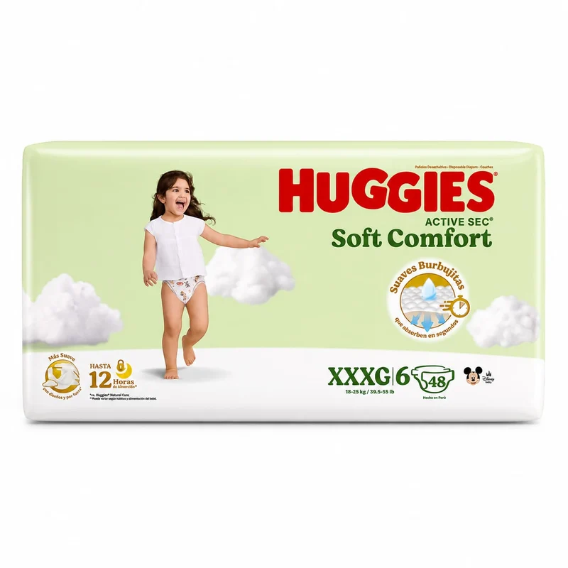 Pañales Huggies Active Sec Soft Comfort XXXG x48 unidades