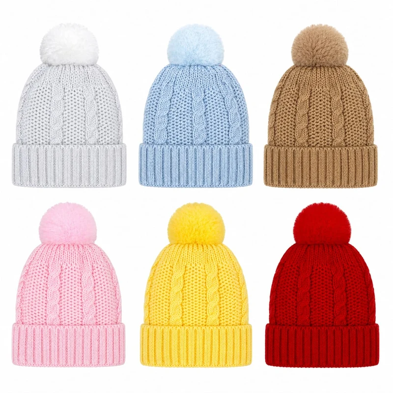 Gorro tejido con pompón