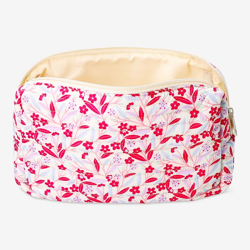 Quilted floral toiletry bag