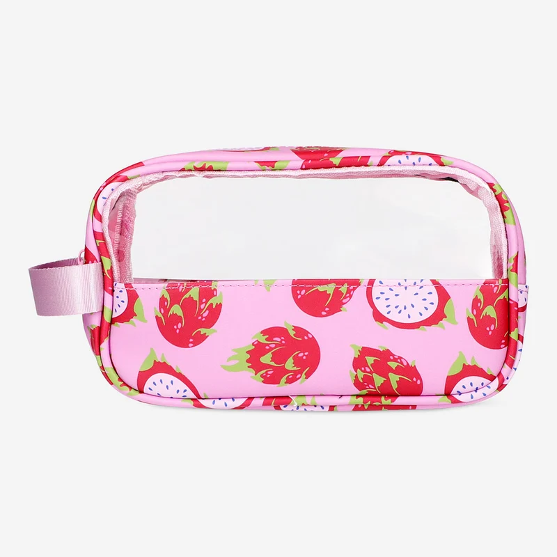 Cosmetic bag with dragon fruit print