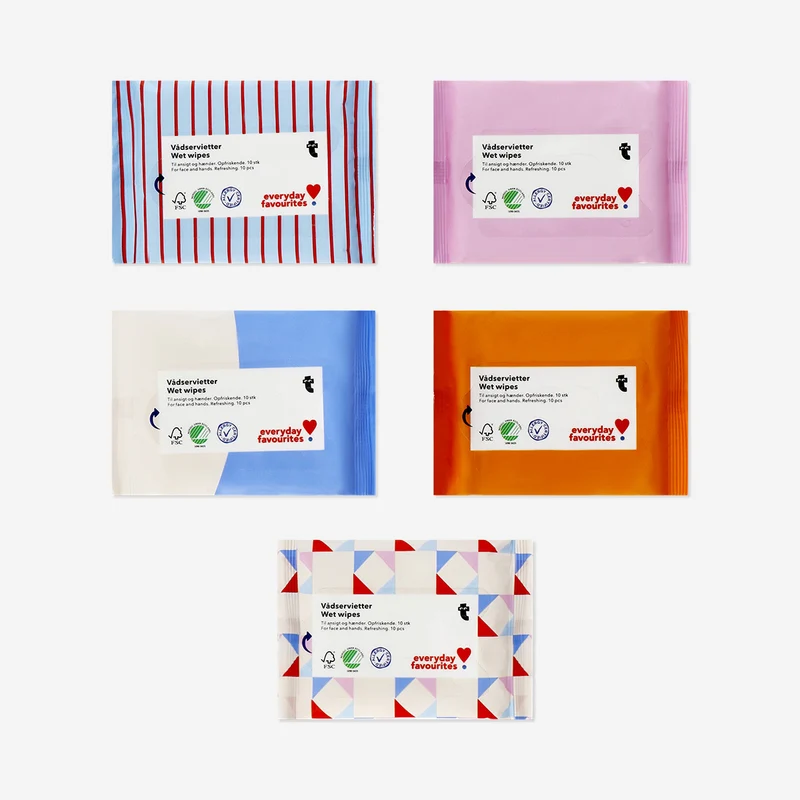 Refreshing wet wipes for face and hands - 5 pcs