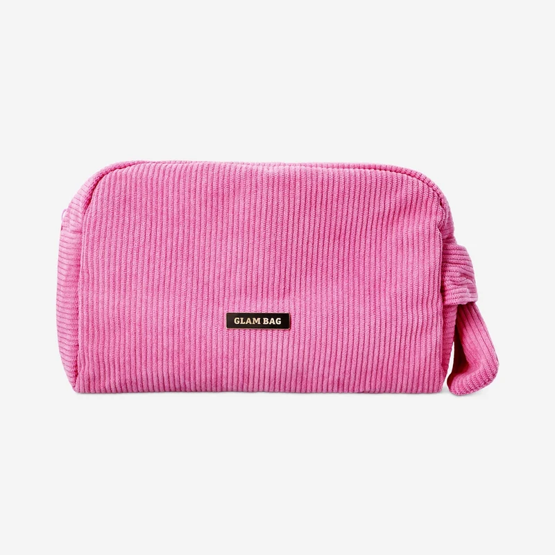 Pink velvet cosmetic bag - 23 cm