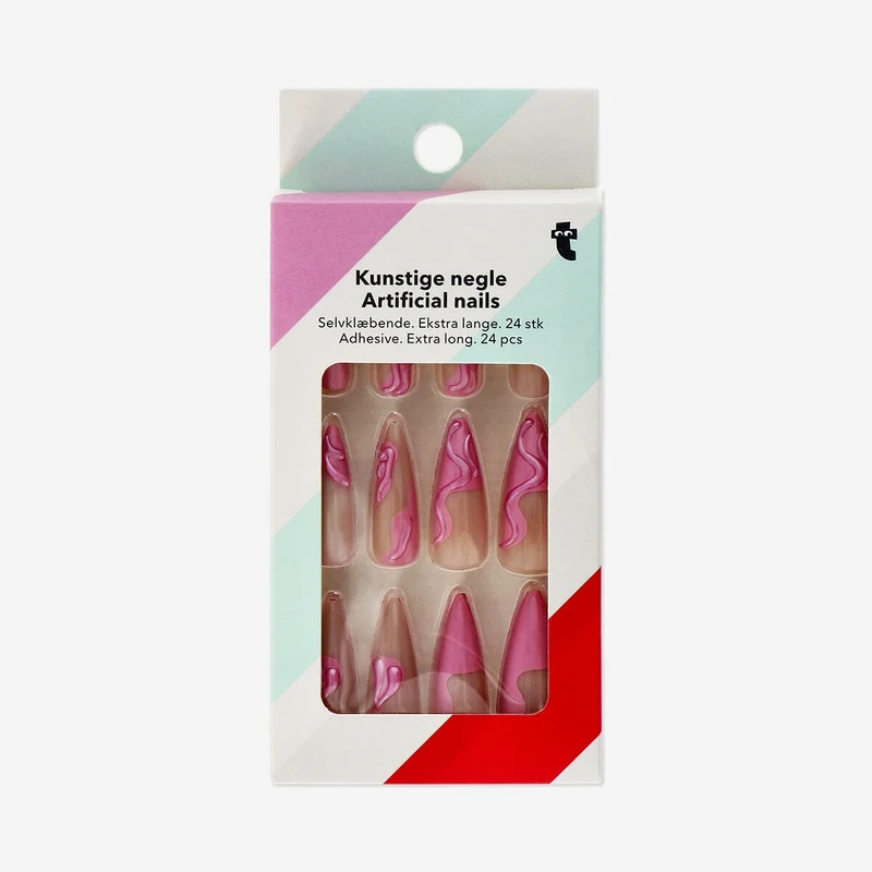Articifial nails set - Long swirls and glitter