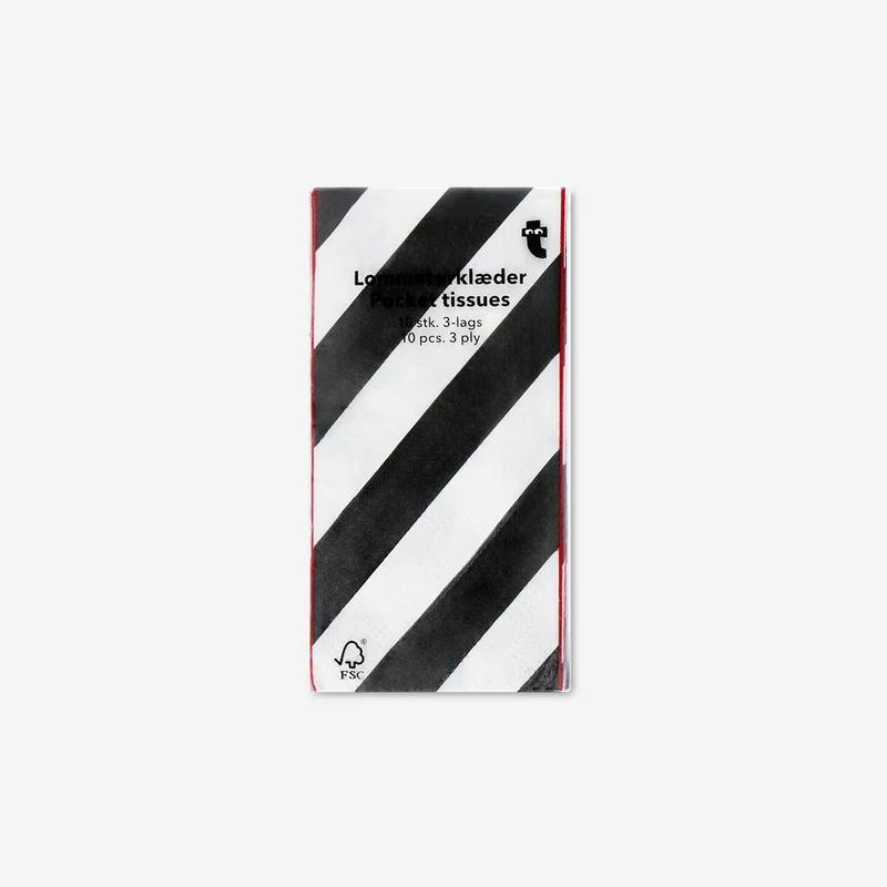Stripy tissues with red border - 10 pcs