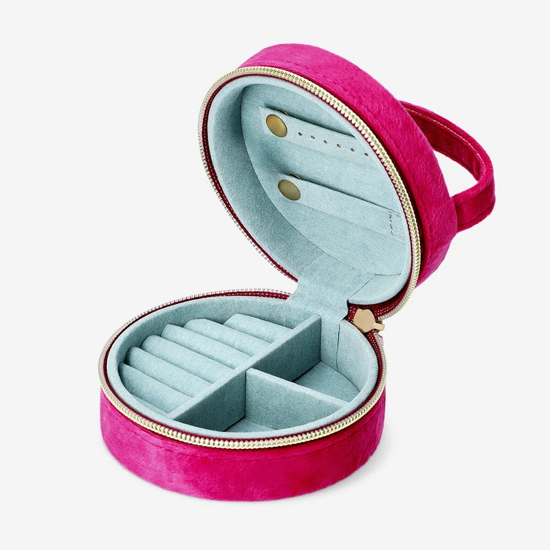 Pink velour jewellery box
