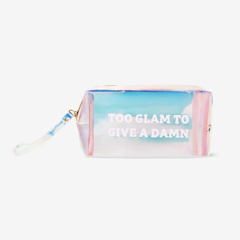 Holographic cosmetic bag with strap