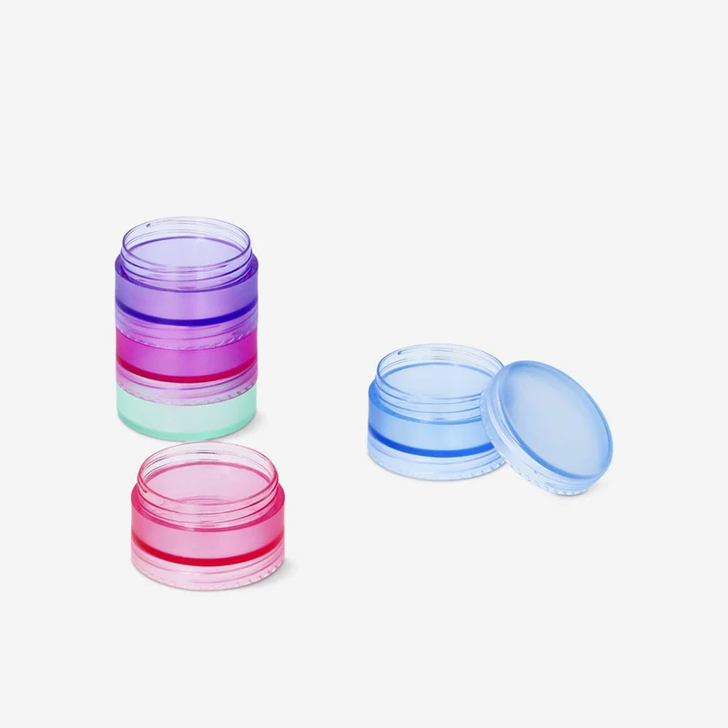 Stackable travel jars with labels - 5 pcs
