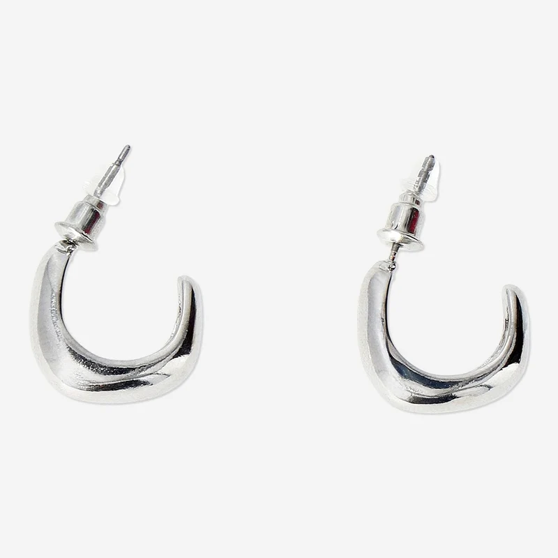 Chunky silver hoop earrings - 2 pcs