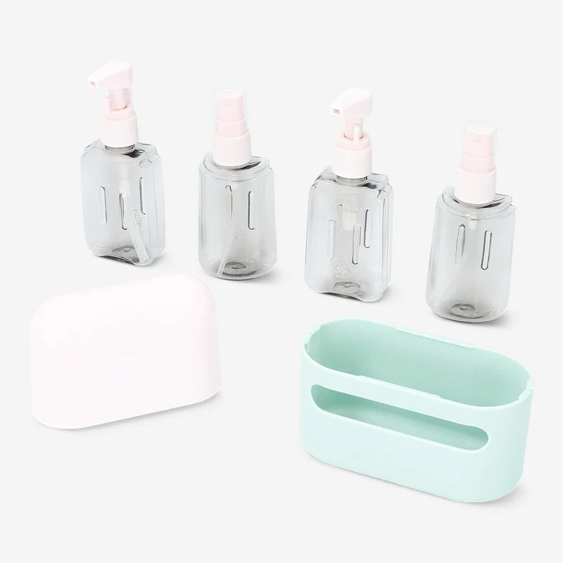 Bottles for travel in case with lid - 4 pcs