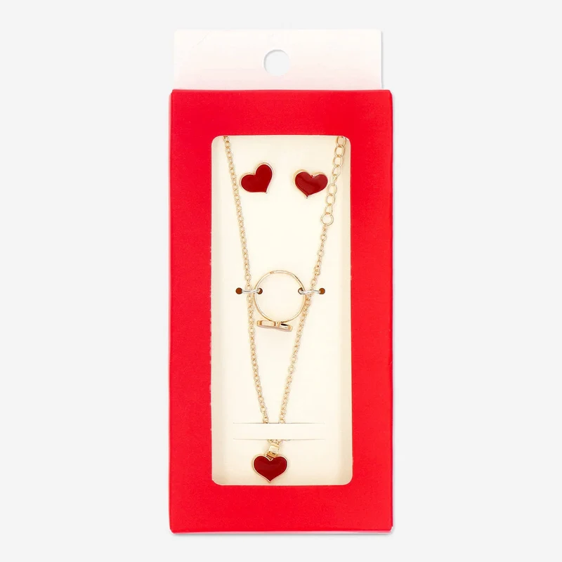 Valentine's heart jewellery set