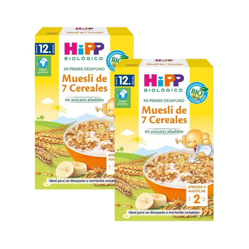 Pack x 2 Muesli para niños con 7 Cereales Bio +12 meses HiPP 200 g