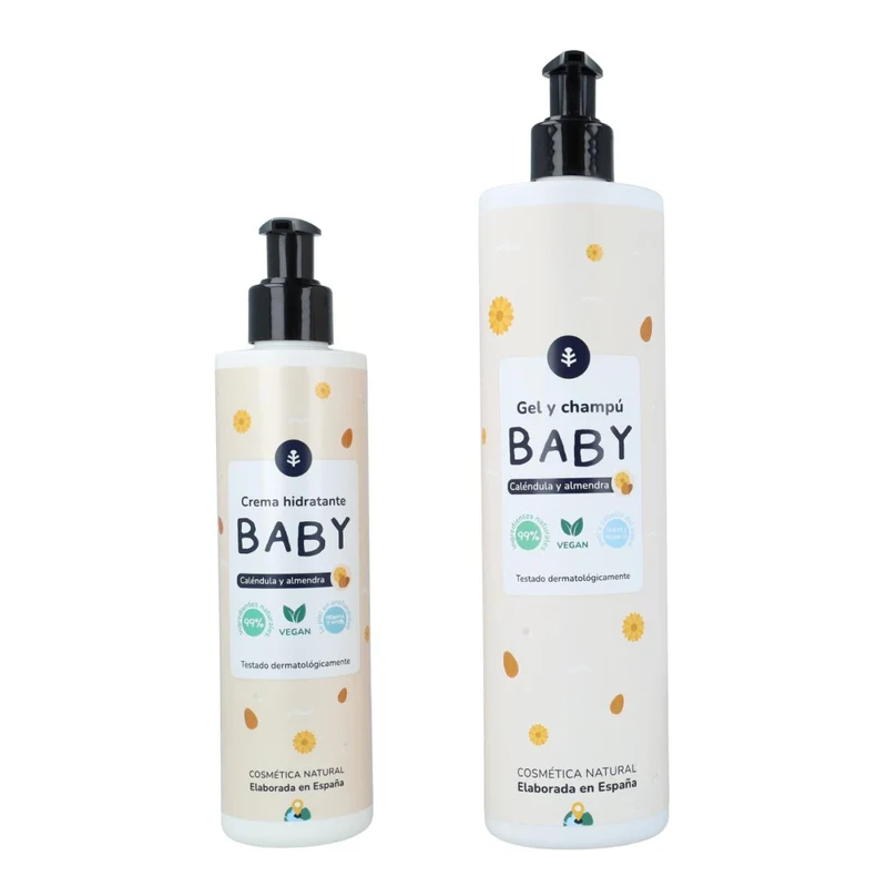 Pack Infantil Caléndula y Almendra: gel y champú + crema hidratante Planeta Huerto