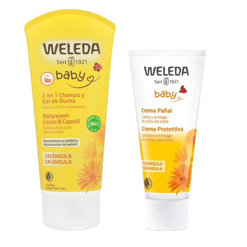 Pack Champú Gel de Ducha 200 ml + Crema Pañal Weleda 75 ml