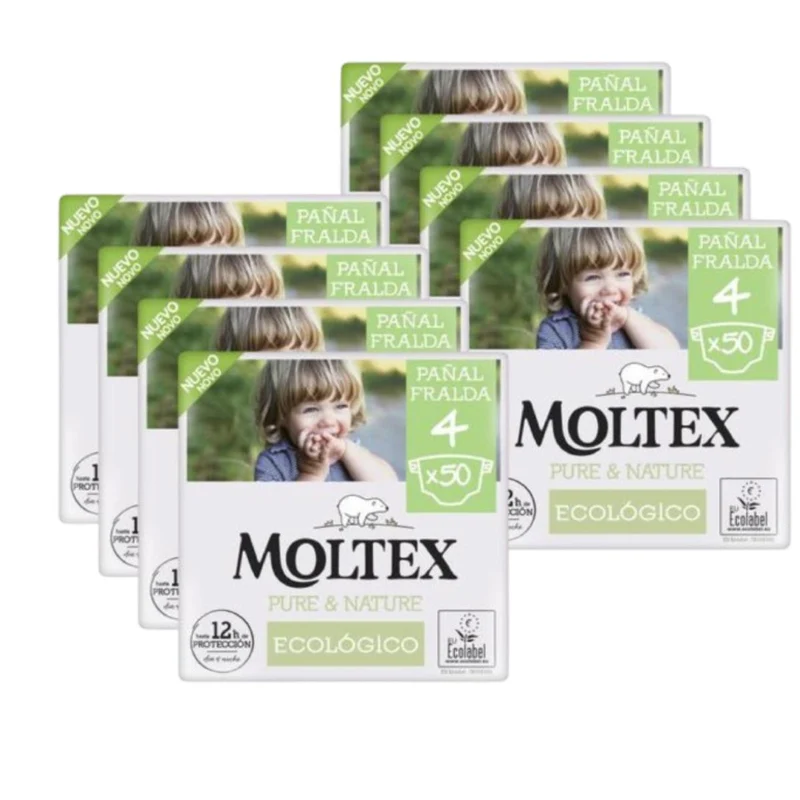 Pack Ahorro Pañales Moltex Pure & Nature T4 (9-15 kg), 400 Uds