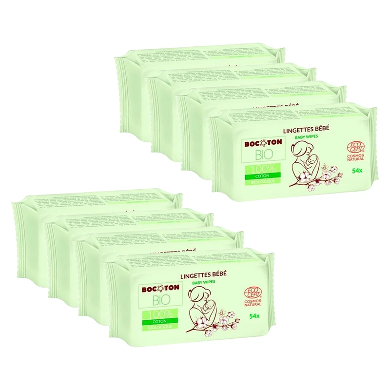 Pack 8 x Toallitas de Bebé Bocoton 54 uds