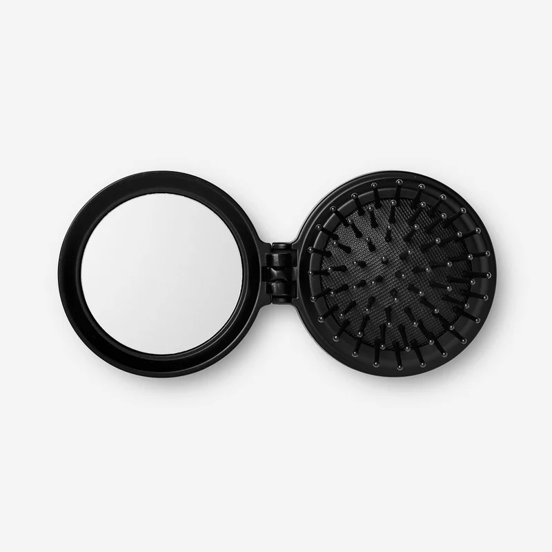 Black hairbrush with mirror