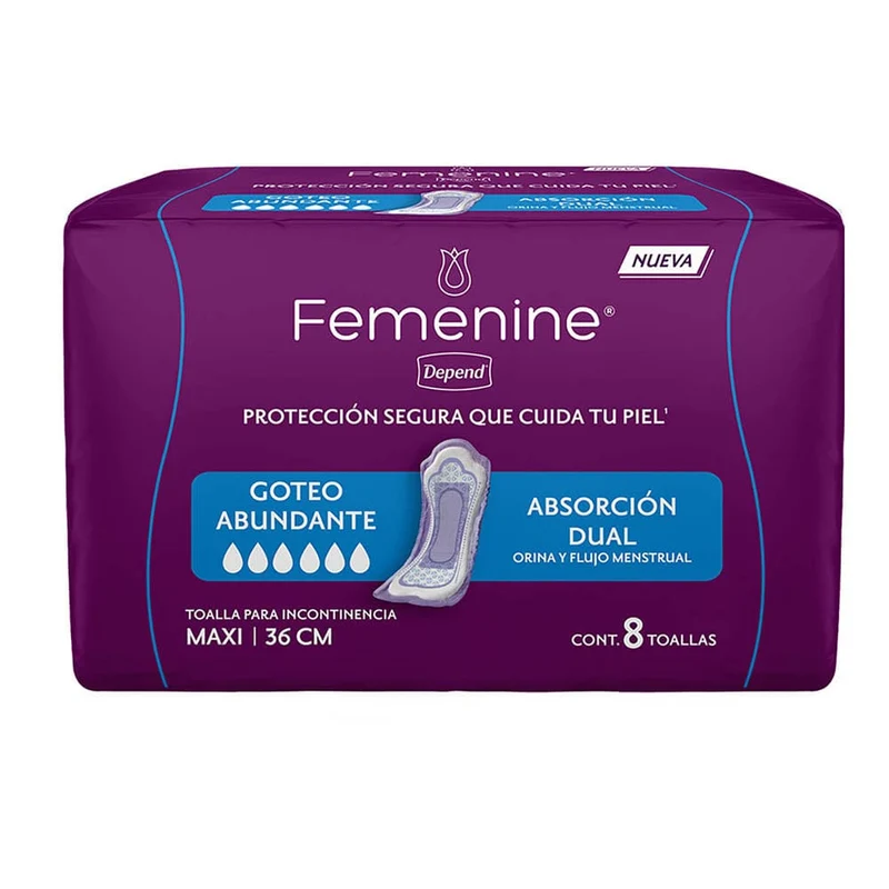 Línea Femenine® Depend® Maxi Caja de 9 Paquetes