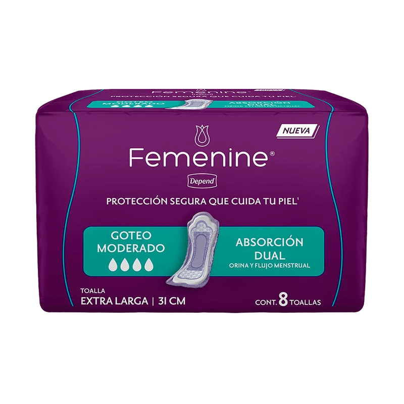 Línea Femenine® Depend® Extra Larga Caja de 24 Paquetes