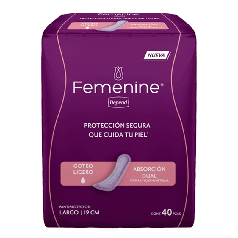 Línea Femenine® Depend® Pantiprotector Largo Caja de 10 Paquetes