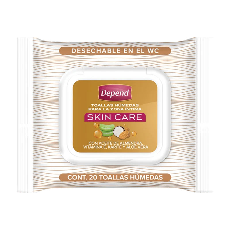 Depend® Toallitas Húmedas Skin Care Caja de 6 Paquetes