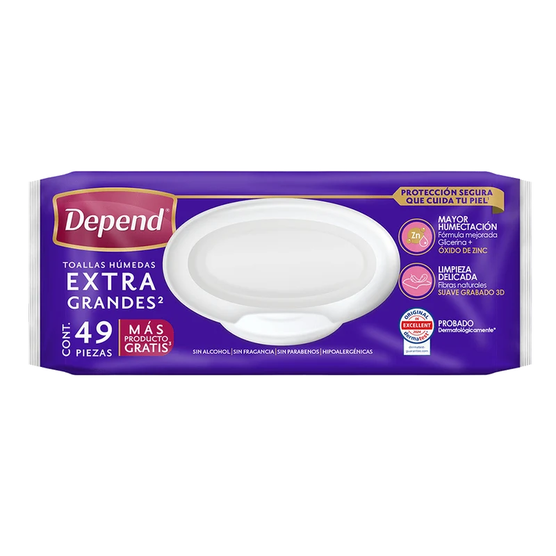 Depend® Toallitas Húmedas Caja de 18 Paquetes