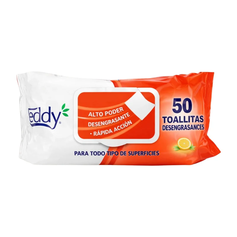 Toallitas húmedas desengrasantes multiuso aroma limón Teddy (50 unidades)