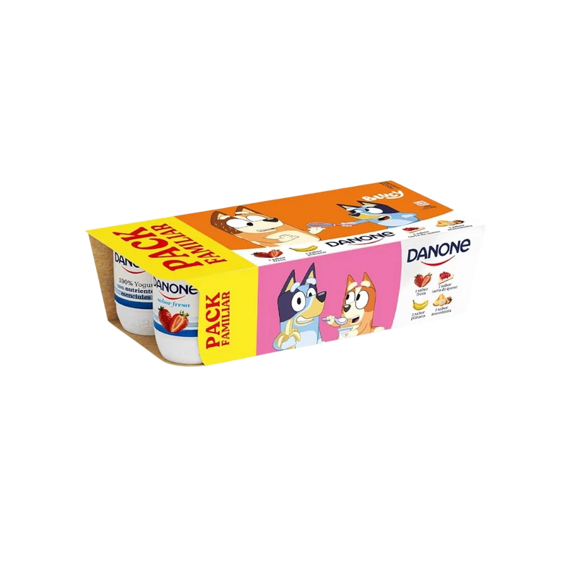 Yogur de Fresa/Tarta de Queso/Plátano/Macedonia Danone 8u
