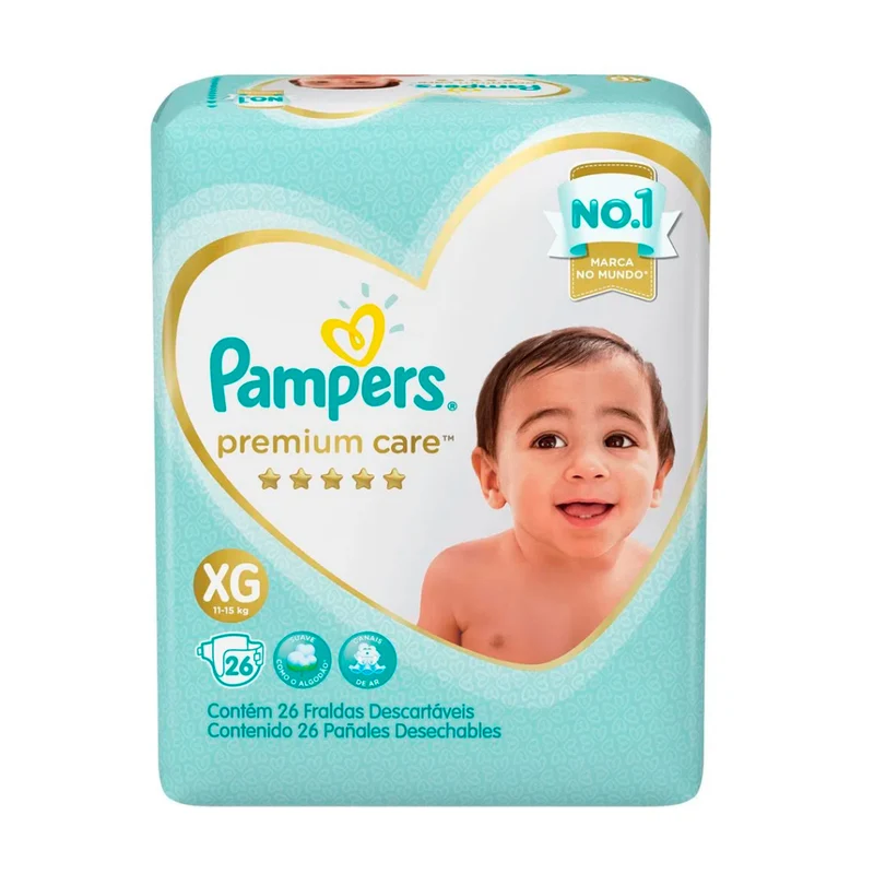 Pañales Premium Care Pampers Talla Xg 11 A 15Kg X 26 Unidades