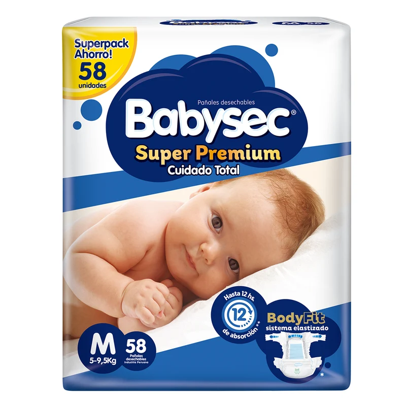 Pañal Super Premium Babysec Talla Mx 58 Unidades