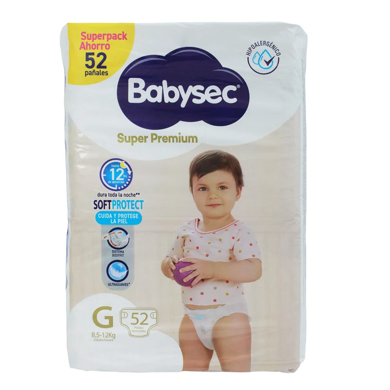 Pañal Super Premium Babysec Gx 52 Unidades