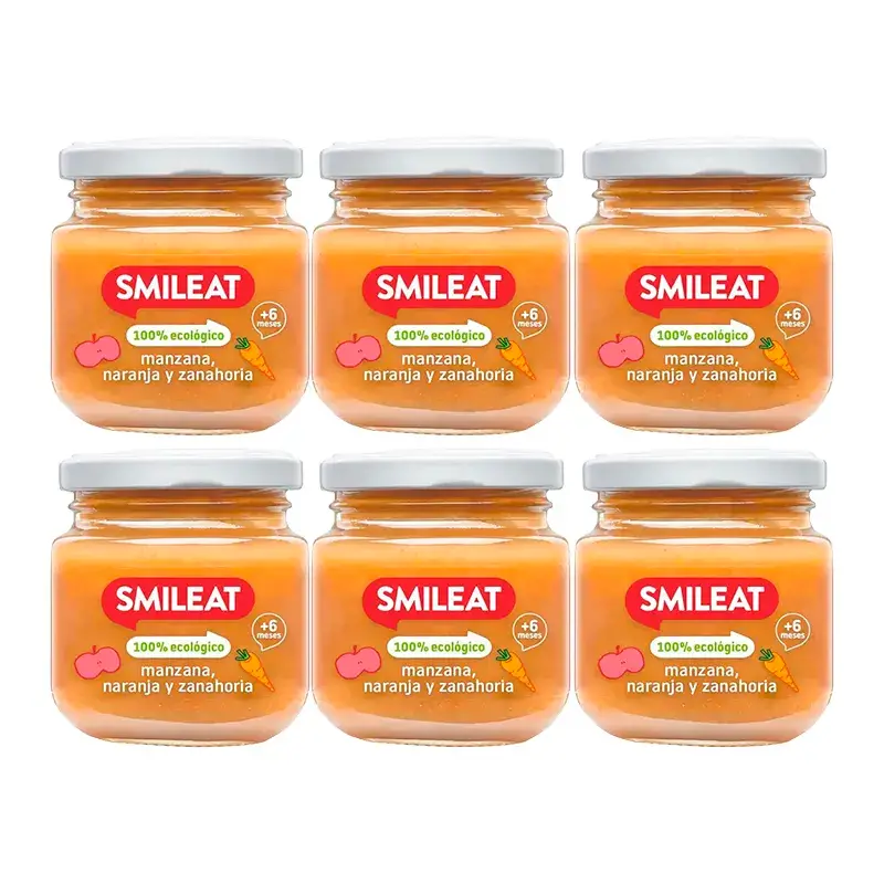 Smileat Tarrito Manzana, Naranja y Zanahoria, 6x130 Gr