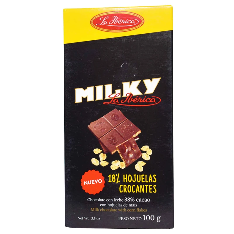 La iberica tableta chocolate milky hojuelas crocante x 100gr