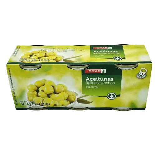 Pack de 3 Aceitunas Rellenas de Anchoa SPAR 120g
