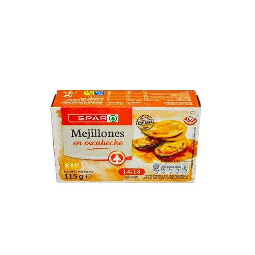 Mejillones en Escabeche SPAR 115g 14/18 piezas