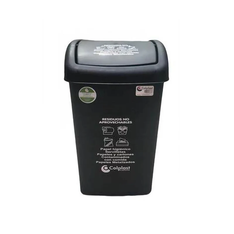 Papelera Plana 36 Litros Negro / Colplast