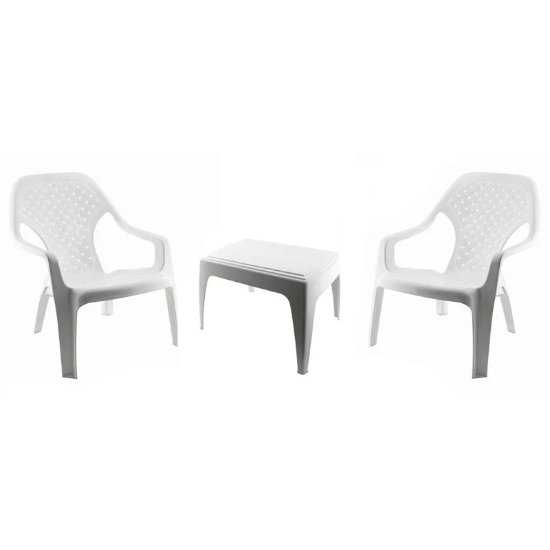 Combo 2 Sillas Playeras + Mesa de Centro Blanca / Rimax