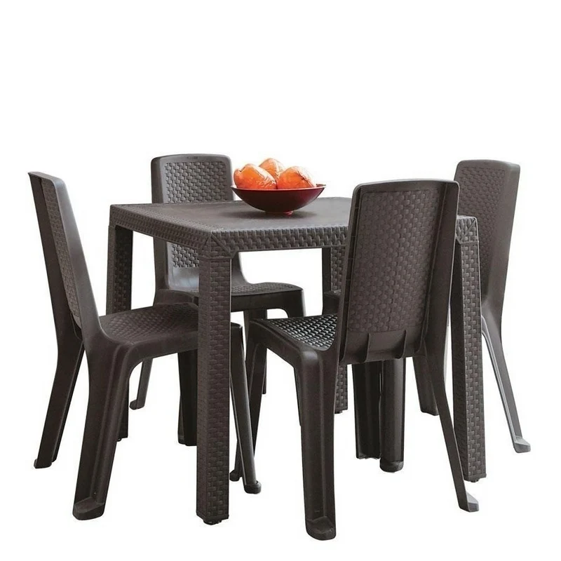 Combo Eterna Mesa + 4 Sillas sin Brazos Wengue / Rimax